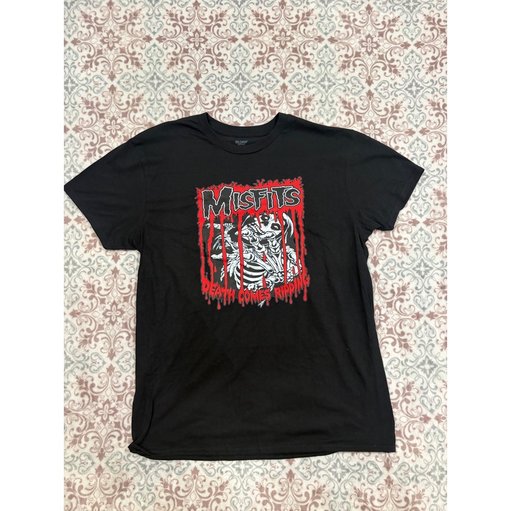Misfits Death Comes Ripping Black Graphic T-Shirt Gildan Softstyle Large